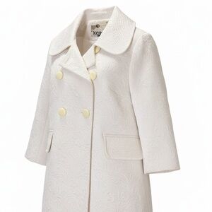 Kensie White Textured Embossed Coat XS | Double Breasted Peacoat Jacket